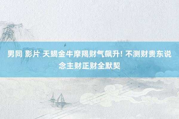 男同 影片 天蝎金牛摩羯财气飙升! 不测财贵东说念主财正财全默契